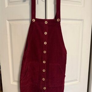 Forever 21 Burgundy Corduroy jumper dress with Button Details